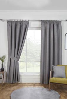 Eclipse (Blackout) Pencil Pleat, Pewter - Ready Made Curtains